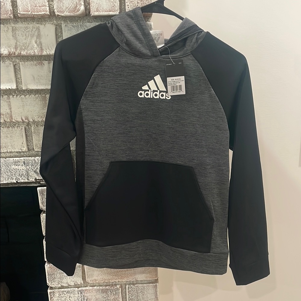 Adidas Charcoal and Black Pullover Hoodie